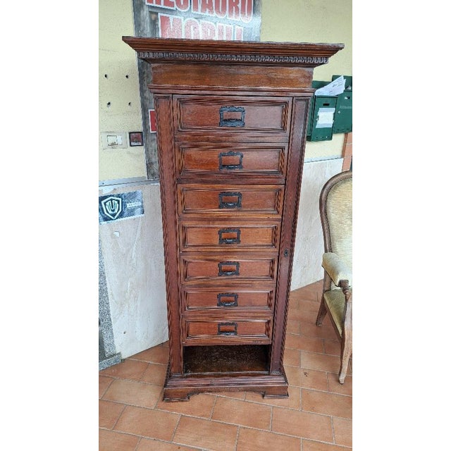 Wood Vintage Walnut Filing Cabinet, 1930s For Sale - Image 7 of 7