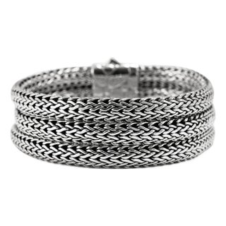 Unisex Retired John Hardy Sterling Silver Woven Chain Pusher Clasp Link Bracelet For Sale