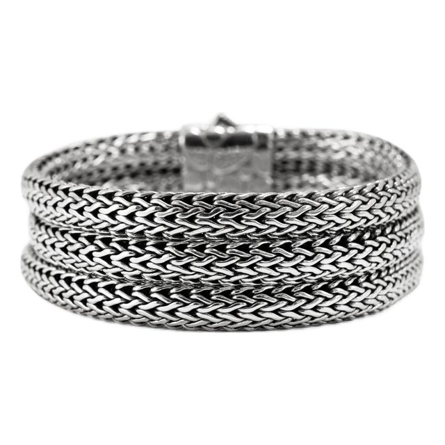 Unisex Retired John Hardy Sterling Silver Woven Chain Pusher Clasp Link Bracelet For Sale