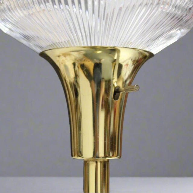 Brass Torchiere Lamp With Acrylic Starburst Shade For Sale In Fayetteville, AR - Image 6 of 9