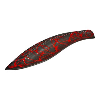 1960s Laurentienne Pottery Black and Red Abstract Ceramic Centerpiece For Sale
