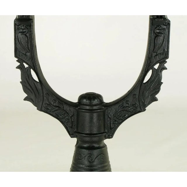 Wood Vintage Cast Iron and Marble Side Table For Sale - Image 7 of 9