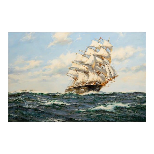 Seascape Painting of American Clipper Ship “Red Cloud” by Henry Scott For Sale