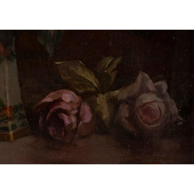 Joseph Ferrero, Flower Bouquet, 1890s-1910s, Oil on Board For Sale - Image 4 of 14