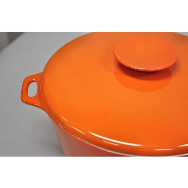 Late 20th Century Mid Century Modern Copco Michael Lax Orange Enameled Cast Iron Saucepan Denmark W / Lid For Sale - Image 4 of 14