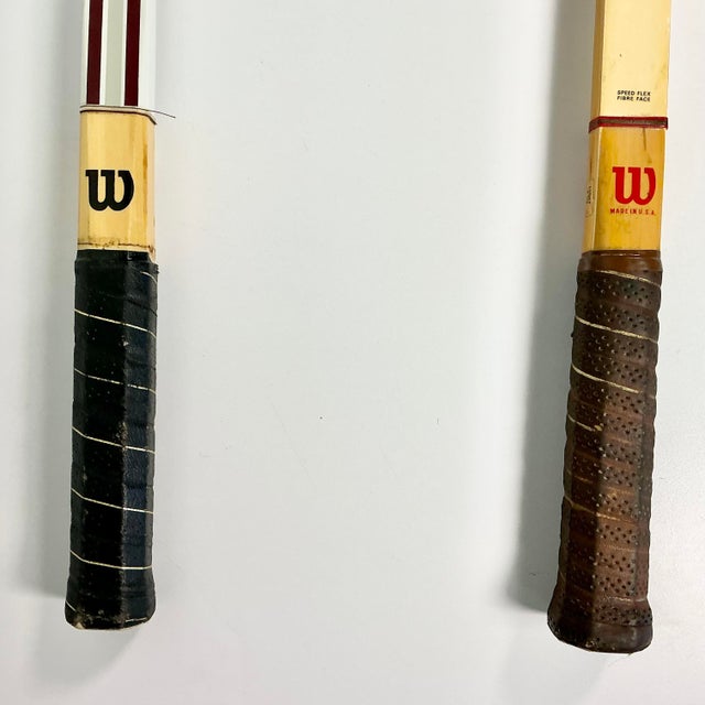 Vintage Americana Boho Chic Wood Wilson Tennis Rackets Decorative Wall Objects - Set of 2. For Sale - Image 4 of 12