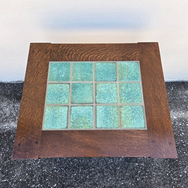 1990s 1990s Stickley Mission Green Tile Top End Table For Sale - Image 5 of 12