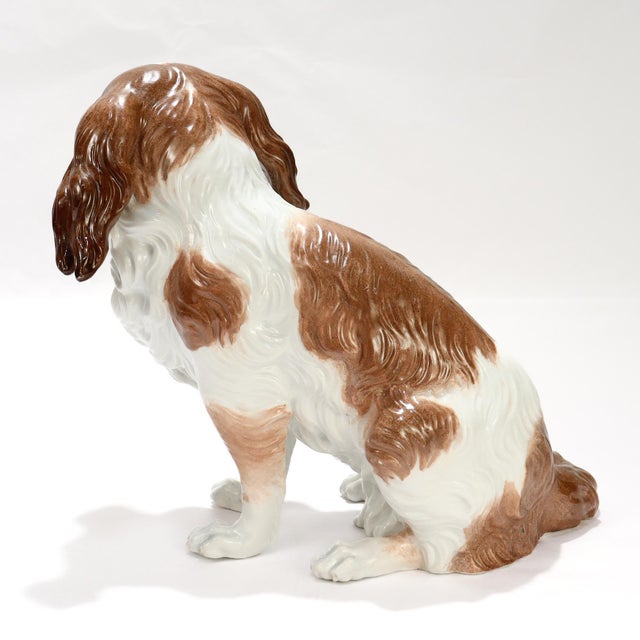 Ceramic Antique Dresden Porcelain King Charles Spaniel Sculpture or Figurine For Sale - Image 7 of 18
