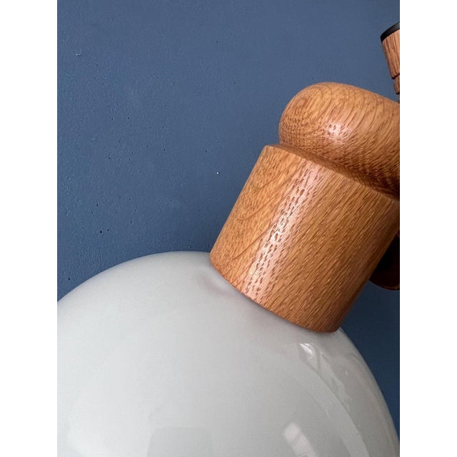 Mid-Century Modern Wood and Glass Mushroom Floor Lamp For Sale - Image 12 of 13