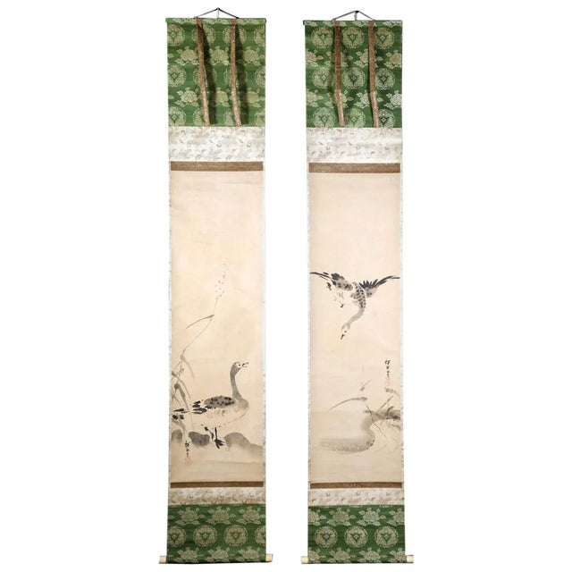 17th Century Japanese Ink Hanging Scrolls Kano Tanyu - Pair For Sale - Image 13 of 13