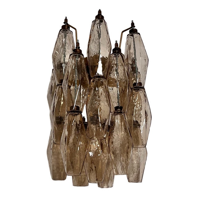 Vintage Italian Poliedri Smoked Glass Wall Sconces, 1990s, Set of 2 For Sale