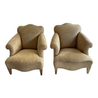 Ultrasuede Luciano Chairs by Donghia John Hutton Design - a Pair For Sale