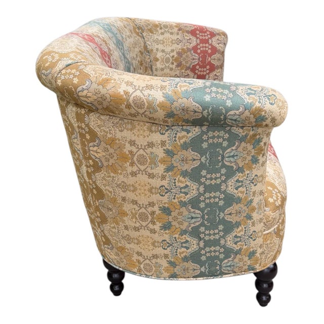 1960s Queen Anne Brocade Love Seat Sofa Couch For Sale - Image 9 of 13
