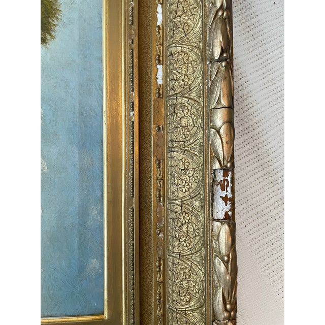 Paint Antique 19 Century Pastoral Landscape Oil Painting L Davis Dated 1874 For Sale - Image 7 of 10