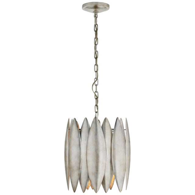 Transitional Barry Goralnick for Visual Comfort Signature Hatton Small Chandelier in Burnished Silver Leaf For Sale - Image 3 of 3