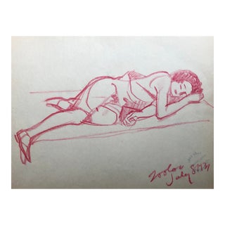 1931 Norman Kent Drawing of a Sleeping Lady For Sale