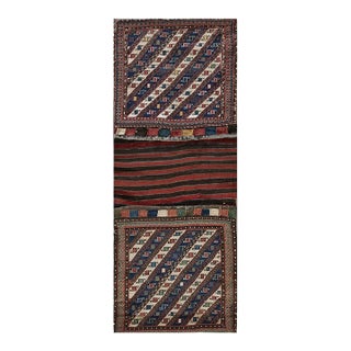 1900s Red Tribal Geometric Flat Weave Antique Caucasian Soumak Saddle Rug For Sale