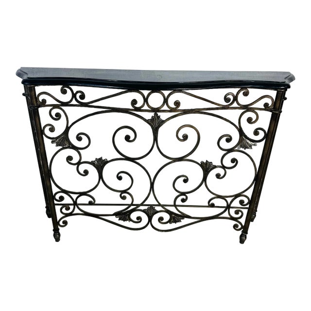 Iron and Marble Console Table For Sale