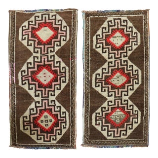 Early 21st Century Pair of Brown Turkish Anatolian Rugs - 1'6" x 2'11" For Sale