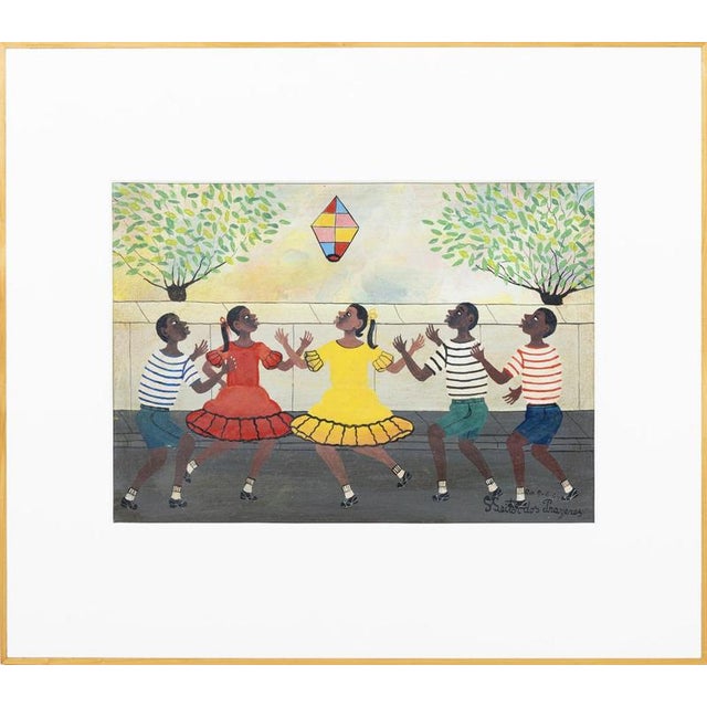Heitor Dos Prazeres, Children with Balloon, 1964, Oil on Canvas For Sale - Image 6 of 6