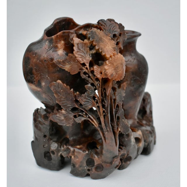 Vintage Carved Ornate Soapstone Scultpure For Sale - Image 4 of 13