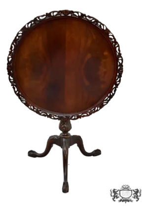 Vintage Carved Mahogany Chippendale Style Tilt Top Table