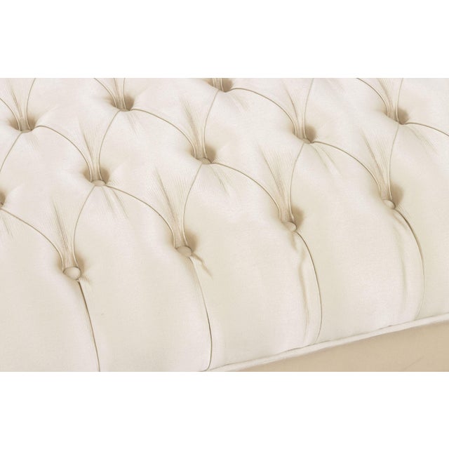 Early 21st Century Fendi Tufted White Silk Upholstered Bench For Sale - Image 5 of 7