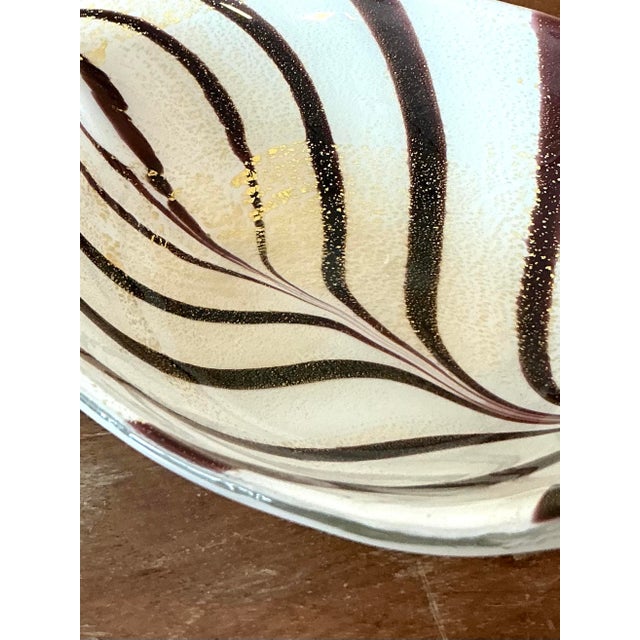 Murano Vintage Italian Striped Glass Bowl After Murano For Sale - Image 4 of 7
