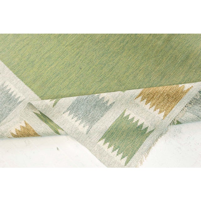 Green Doris Leslie Blau Vintage Swedish Flat Weave Rug by Bitte Ahlgren For Sale - Image 8 of 11