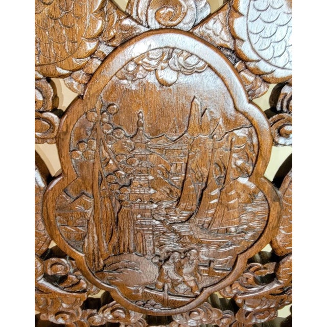 Late 19th Century Antique Chinoiserie Hand-Carved Rosewood Dragon Throne Chair With Owl Feet, Circa 1900 For Sale - Image 9 of 13