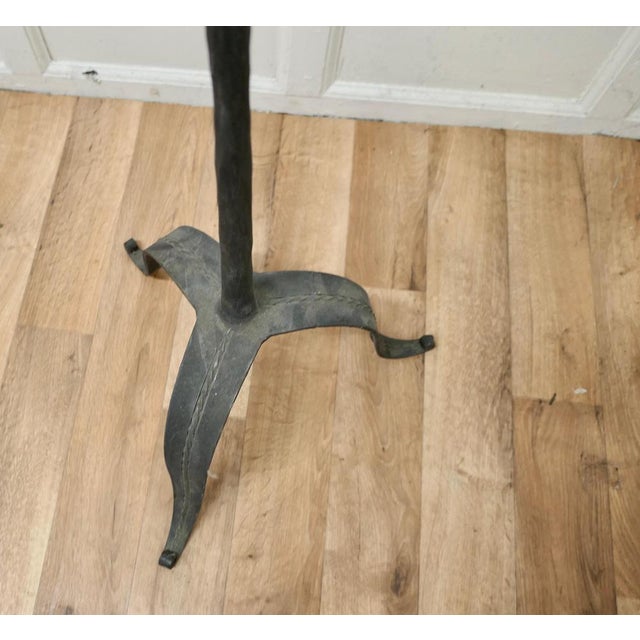 19th Century Blacksmith Made Gothic Wrought Iron Floor Lamp, 1880s For Sale - Image 4 of 8