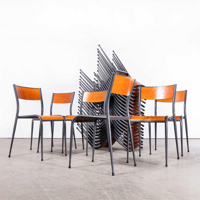 French Light Grey Tapered Leg Dining Chairs from Mullca, 1950s, Set of 6 For Sale - Image 14 of 18