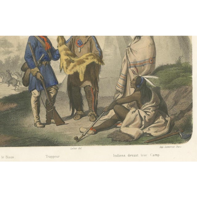 After Leloir, Native American Camp Scene with Trapper and Buffalo Hunters, 1845, Lithograph For Sale - Image 6 of 9