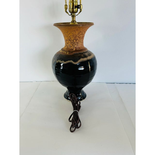 Brown Allan Ditton Studio Art Pottery Drip Glaze Brown Table Lamp For Sale - Image 8 of 9