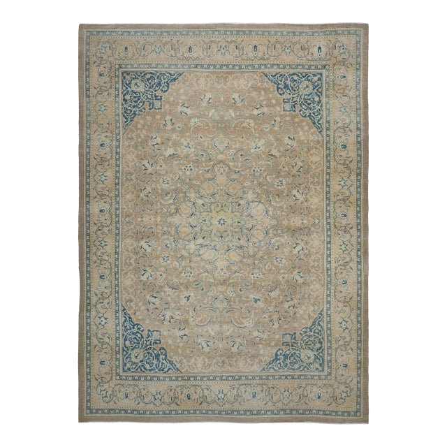 1970s Vintage Persian Handmade Wool Cotton Orange Area Rug For Sale