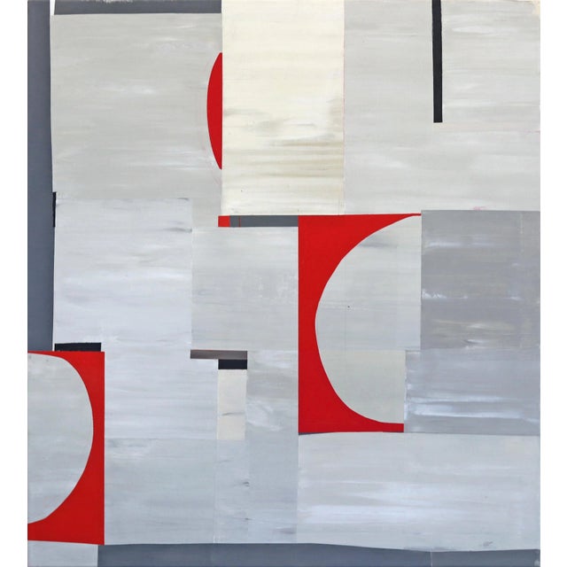 Abstract "Red Eclipse" Original Artwork by Heny Steinberg For Sale