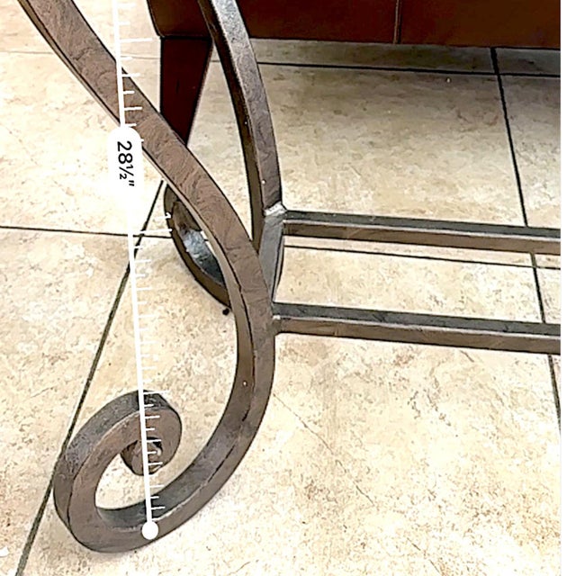 Black French-Inspired Wrought Iron & Beveled Glass Console Table For Sale - Image 8 of 12