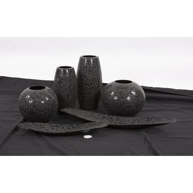 2020s Chiseled Texture Black Iron Globe Vase- Small For Sale - Image 5 of 8