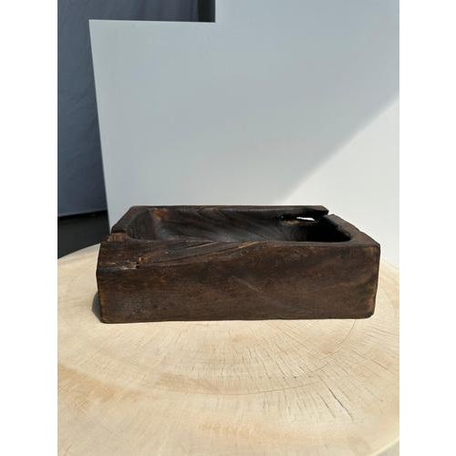 Asian Rectangular Dark Brown Teak Bowl For Sale - Image 6 of 18