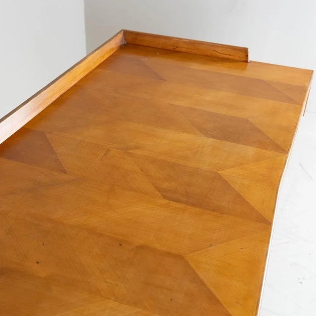 Tan Mid-Century Inlaid Wood Desk, 1950s For Sale - Image 8 of 10