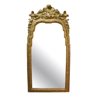 Regency Gold Foil Wood Rectangular Handcrafted Mirror, Spain, 1970s For Sale
