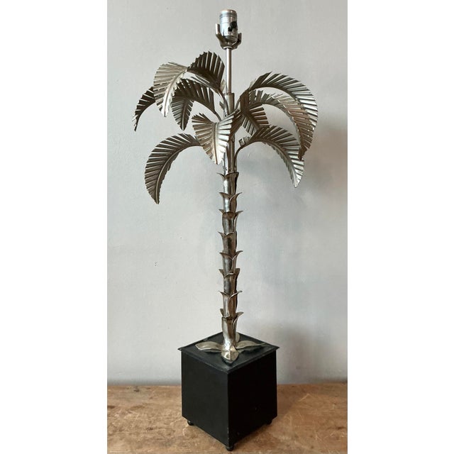 Late 20th Century Vintage Regency Punch Cut Palm Tree Lamp For Sale - Image 5 of 11