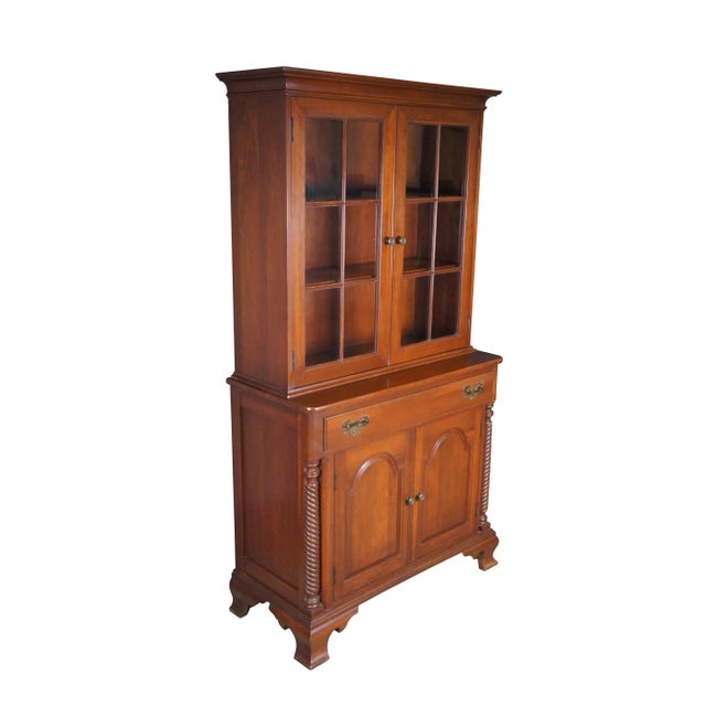 Vintage Willett Wildwood Cherry #6535 stepback cupboard / bookcase / china cabinet. featuring upper shelves and lower...