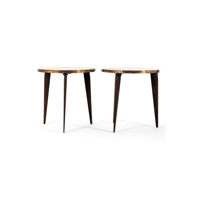 Vintage Cocktail Tables with Copper Top, Set of 2 For Sale - Image 3 of 16