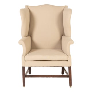 Large English Mahogany Wing Chair, 1700s For Sale