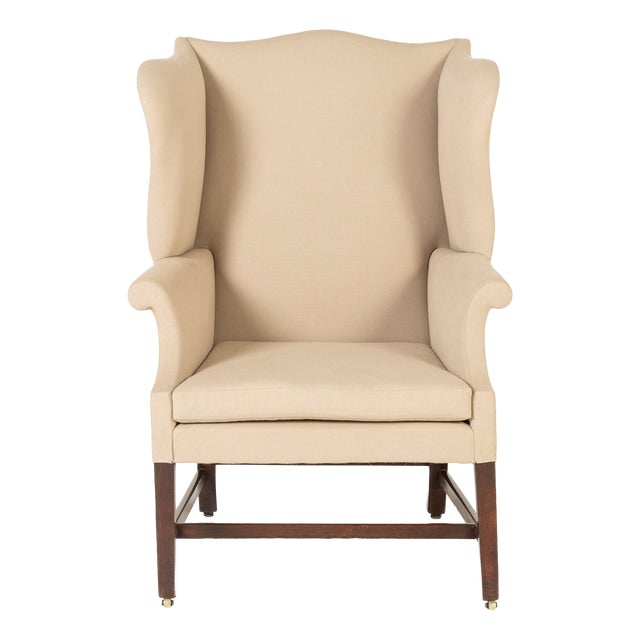 Large English Mahogany Wing Chair, 1700s For Sale