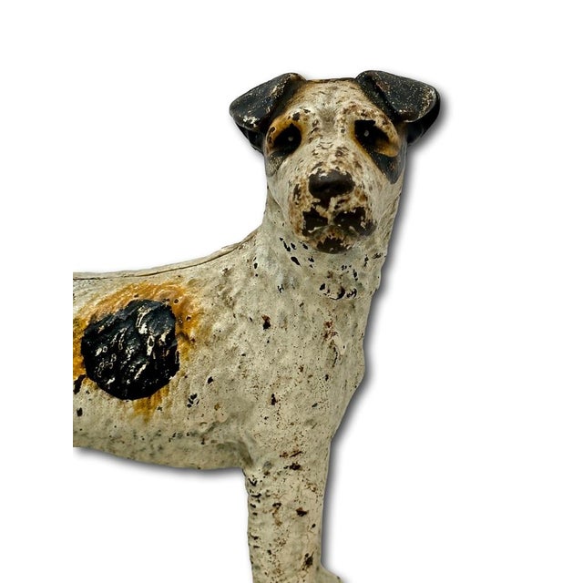 Vintage 1930s American Hubley Manufacturing Company Cast Iron Fox Terrier Dog Doorstop For Sale In Boston - Image 6 of 18