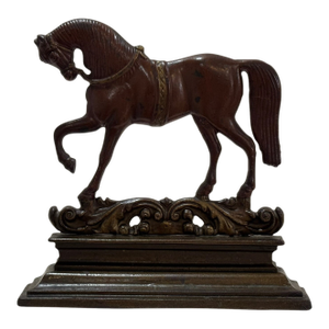 Antique Victorian Cast Iron Prancing Horse Doorstop Equestrian Decor