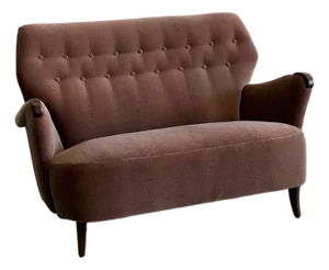1940s Danish Modern Loveseat in Mauve Mohair