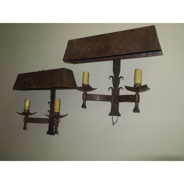 Mid 20th Century Mid-Century Modern Brutalist Patinated Iron Wall Lights, 1960s, Set of 2 For Sale - Image 5 of 10